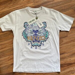 Kenzo White Tee with Vibrant Tiger Design
